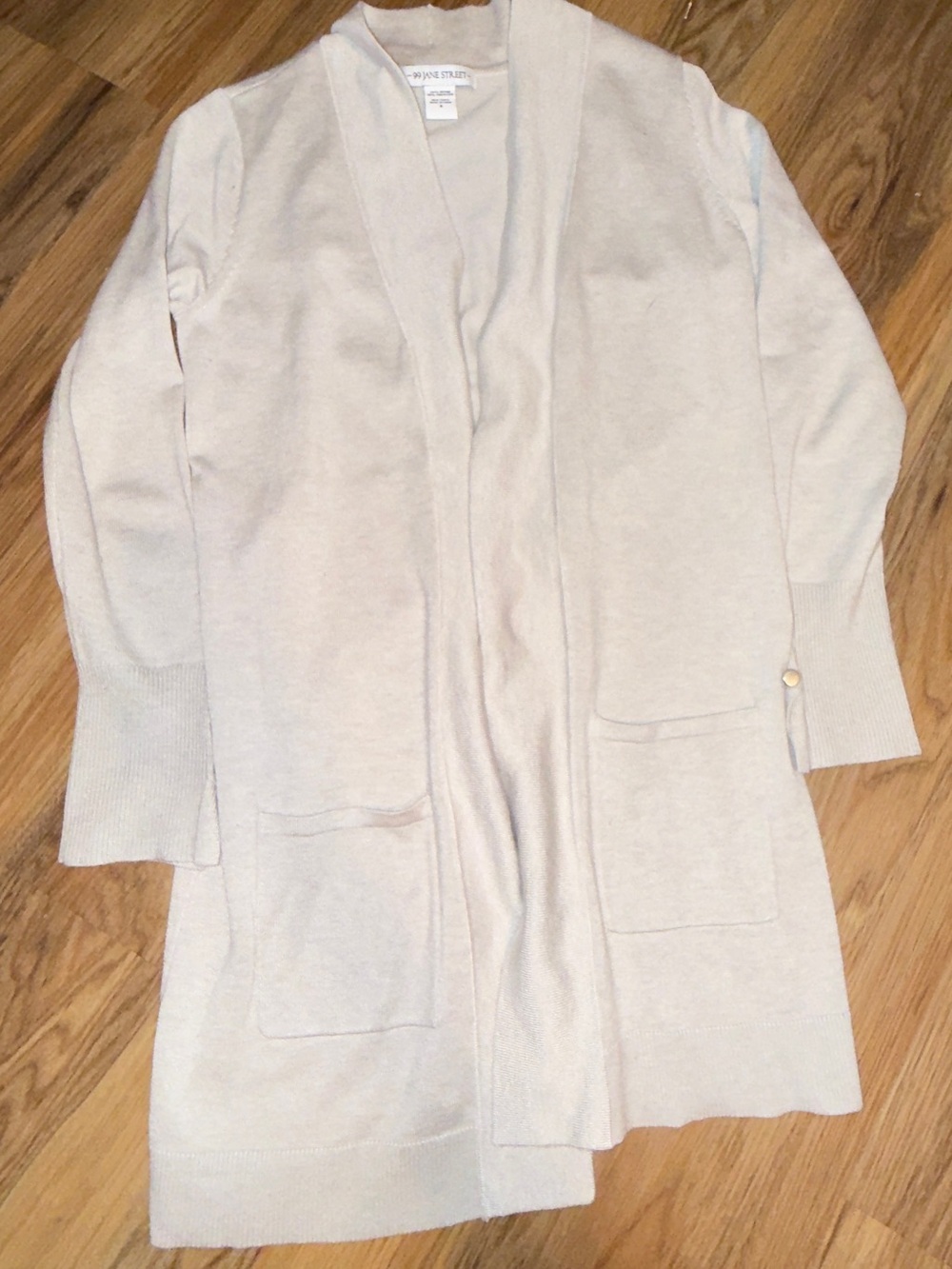 Light Cream Open-Front Men’s Cardigan Sweater
